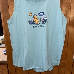 Life Is Good Aqua Sleeveless Top Winnie the Pooh & Piglet Disney bounding